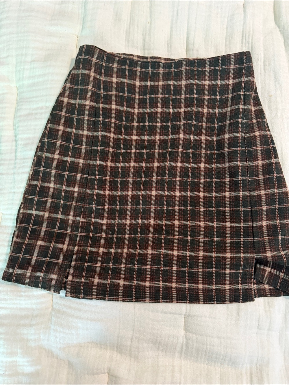 Brandy Melville Brown and Black Plaid Mini Skirt